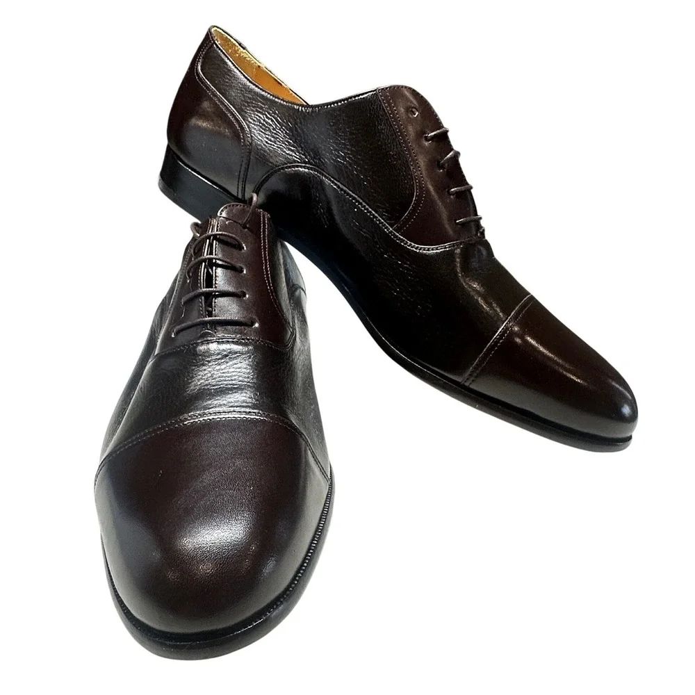 Massimo‎ Emporio Oxford Mens 13 M Brown New Deerskin Leather Cap Toe Dress Shoes